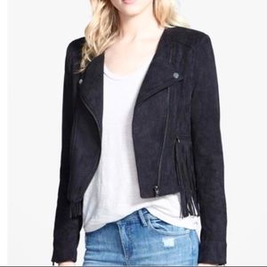 FATE Black Faux Suede Moto Jacket With Fringe NEW Size M